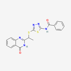 molecular formula C19H15N5O2S2 B3727366 N-(5-{[1-(4-oxo-3,4-dihydro-2-quinazolinyl)ethyl]thio}-1,3,4-thiadiazol-2-yl)benzamide 