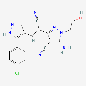 molecular formula C18H14ClN7O B3727369 5-amino-3-{2-[3-(4-chlorophenyl)-1H-pyrazol-4-yl]-1-cyanovinyl}-1-(2-hydroxyethyl)-1H-pyrazole-4-carbonitrile 