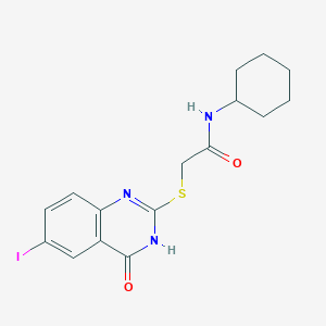molecular formula C16H18IN3O2S B3727376 N-cyclohexyl-2-[(4-hydroxy-6-iodo-2-quinazolinyl)thio]acetamide 