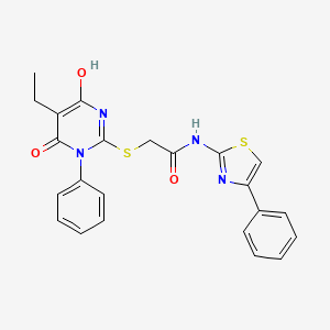 molecular formula C23H20N4O3S2 B3727390 2-[(5-ethyl-4-hydroxy-6-oxo-1-phenyl-1,6-dihydro-2-pyrimidinyl)thio]-N-(4-phenyl-1,3-thiazol-2-yl)acetamide 