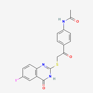 molecular formula C18H14IN3O3S B3727399 N-(4-{2-[(4-hydroxy-6-iodo-2-quinazolinyl)thio]acetyl}phenyl)acetamide 