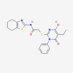 molecular formula C21H22N4O3S2 B3727420 2-[(5-ethyl-4-hydroxy-6-oxo-1-phenyl-1,6-dihydro-2-pyrimidinyl)thio]-N-(4,5,6,7-tetrahydro-1,3-benzothiazol-2-yl)acetamide 
