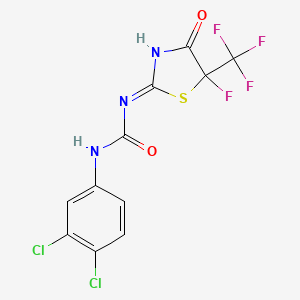 molecular formula C11H5Cl2F4N3O2S B3727446 N-(3,4-dichlorophenyl)-N'-[5-fluoro-4-oxo-5-(trifluoromethyl)-4,5-dihydro-1,3-thiazol-2-yl]urea 
