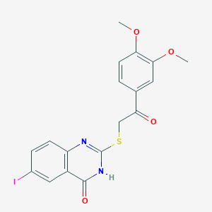 molecular formula C18H15IN2O4S B3727451 1-(3,4-dimethoxyphenyl)-2-[(4-hydroxy-6-iodo-2-quinazolinyl)thio]ethanone 