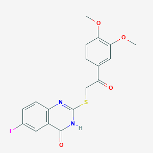 1-(3,4-dimethoxyphenyl)-2-[(4-hydroxy-6-iodo-2-quinazolinyl)thio]ethanone