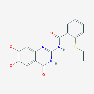 molecular formula C19H19N3O4S B3727477 N-(6,7-dimethoxy-4-oxo-1,4-dihydro-2-quinazolinyl)-2-(ethylthio)benzamide 