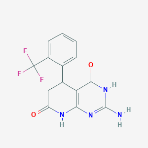 molecular formula C14H11F3N4O2 B3727504 2-amino-5-[2-(trifluoromethyl)phenyl]-5,8-dihydropyrido[2,3-d]pyrimidine-4,7(3H,6H)-dione 