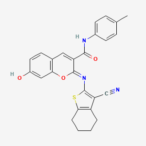 2-[(3-cyano-4,5,6,7-tetrahydro-1-benzothien-2-yl)imino]-7-hydroxy-N-(4-methylphenyl)-2H-chromene-3-carboxamide