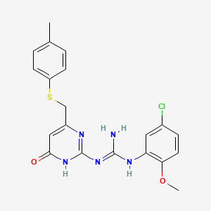 molecular formula C20H20ClN5O2S B3727532 N-(5-chloro-2-methoxyphenyl)-N''-(6-{[(4-methylphenyl)thio]methyl}-4-oxo-1,4-dihydro-2-pyrimidinyl)guanidine 