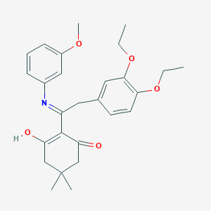 molecular formula C27H33NO5 B3727533 2-{2-(3,4-diethoxyphenyl)-1-[(3-methoxyphenyl)amino]ethylidene}-5,5-dimethylcyclohexane-1,3-dione 