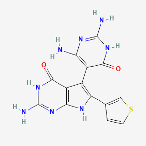 molecular formula C14H12N8O2S B3727544 2-amino-5-(2,4-diamino-6-oxo-1,6-dihydropyrimidin-5-yl)-6-(3-thienyl)-3,7-dihydro-4H-pyrrolo[2,3-d]pyrimidin-4-one 