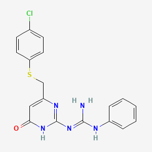 molecular formula C18H16ClN5OS B3727569 N-(6-{[(4-chlorophenyl)thio]methyl}-4-oxo-1,4-dihydro-2-pyrimidinyl)-N'-phenylguanidine 