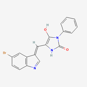 molecular formula C18H12BrN3O2 B3727577 5-[(5-bromo-1H-indol-3-yl)methylene]-3-phenyl-2,4-imidazolidinedione 