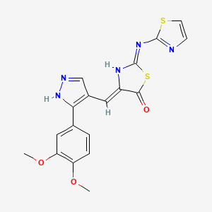 molecular formula C18H15N5O3S2 B3727614 4-{[3-(3,4-dimethoxyphenyl)-1H-pyrazol-4-yl]methylene}-2-(1,3-thiazol-2-ylimino)-1,3-thiazolidin-5-one 