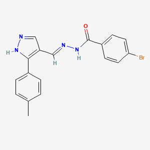 molecular formula C18H15BrN4O B3727655 4-bromo-N'-{[3-(4-methylphenyl)-1H-pyrazol-4-yl]methylene}benzohydrazide 