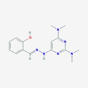molecular formula C15H20N6O B3727658 2-hydroxybenzaldehyde [2,6-bis(dimethylamino)-4-pyrimidinyl]hydrazone 