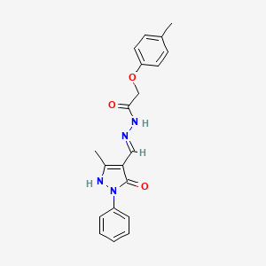 molecular formula C20H20N4O3 B3727669 N'-[(5-hydroxy-3-methyl-1-phenyl-1H-pyrazol-4-yl)methylene]-2-(4-methylphenoxy)acetohydrazide 