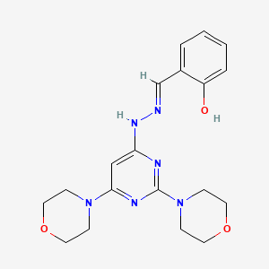 molecular formula C19H24N6O3 B3727674 2-hydroxybenzaldehyde (2,6-di-4-morpholinyl-4-pyrimidinyl)hydrazone 
