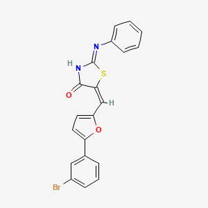 molecular formula C20H13BrN2O2S B3727682 5-{[5-(3-bromophenyl)-2-furyl]methylene}-2-(phenylimino)-1,3-thiazolidin-4-one 