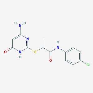 molecular formula C13H13ClN4O2S B3727696 2-[(4-amino-6-oxo-1,6-dihydro-2-pyrimidinyl)thio]-N-(4-chlorophenyl)propanamide 