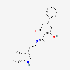 molecular formula C25H26N2O2 B3727730 2-(1-{[2-(2-methyl-1H-indol-3-yl)ethyl]amino}ethylidene)-5-phenylcyclohexane-1,3-dione 