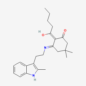 molecular formula C24H32N2O2 B3727764 5,5-dimethyl-3-{[2-(2-methyl-1H-indol-3-yl)ethyl]amino}-2-pentanoylcyclohex-2-en-1-one 