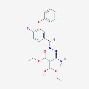 molecular formula C21H22FN3O5 B3727815 diethyl {amino[2-(4-fluoro-3-phenoxybenzylidene)hydrazino]methylene}malonate 