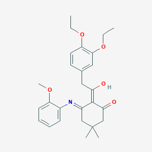 molecular formula C27H33NO5 B3727816 2-[(3,4-diethoxyphenyl)acetyl]-3-[(2-methoxyphenyl)amino]-5,5-dimethylcyclohex-2-en-1-one 
