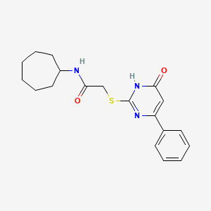 molecular formula C19H23N3O2S B3727823 N-cycloheptyl-2-[(6-oxo-4-phenyl-1,6-dihydro-2-pyrimidinyl)thio]acetamide 
