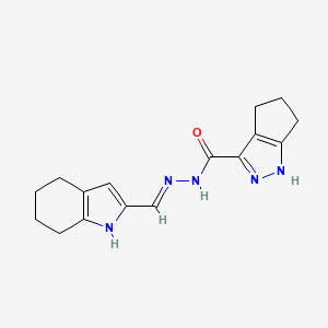 molecular formula C16H19N5O B3727845 N'-(4,5,6,7-tetrahydro-1H-indol-2-ylmethylene)-1,4,5,6-tetrahydrocyclopenta[c]pyrazole-3-carbohydrazide 