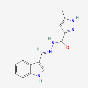 molecular formula C14H13N5O B3727848 N'-(1H-indol-3-ylmethylene)-3-methyl-1H-pyrazole-5-carbohydrazide 