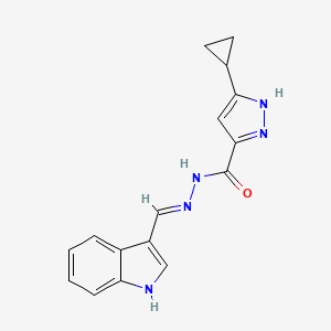 molecular formula C16H15N5O B3727864 3-cyclopropyl-N'-(1H-indol-3-ylmethylene)-1H-pyrazole-5-carbohydrazide 