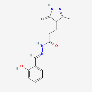 molecular formula C14H16N4O3 B3727868 N'-(2-hydroxybenzylidene)-3-(3-methyl-5-oxo-4,5-dihydro-1H-pyrazol-4-yl)propanohydrazide 