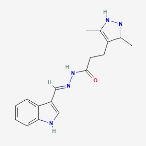 molecular formula C17H19N5O B3727882 3-(3,5-dimethyl-1H-pyrazol-4-yl)-N'-(1H-indol-3-ylmethylene)propanohydrazide 