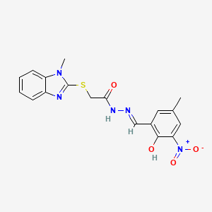 molecular formula C18H17N5O4S B3727899 N'-(2-hydroxy-5-methyl-3-nitrobenzylidene)-2-[(1-methyl-1H-benzimidazol-2-yl)thio]acetohydrazide 