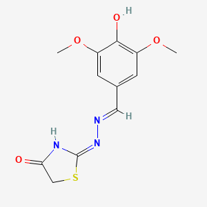 molecular formula C12H13N3O4S B3727908 4-hydroxy-3,5-dimethoxybenzaldehyde (4-oxo-1,3-thiazolidin-2-ylidene)hydrazone 
