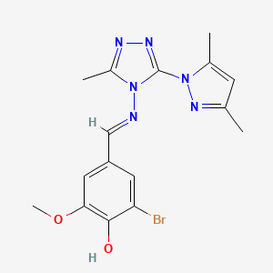 molecular formula C16H17BrN6O2 B3727917 2-bromo-4-({[3-(3,5-dimethyl-1H-pyrazol-1-yl)-5-methyl-4H-1,2,4-triazol-4-yl]imino}methyl)-6-methoxyphenol 