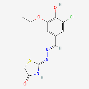 molecular formula C12H12ClN3O3S B3727919 3-chloro-5-ethoxy-4-hydroxybenzaldehyde (4-oxo-1,3-thiazolidin-2-ylidene)hydrazone 