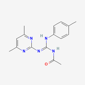 molecular formula C16H19N5O B3727924 N-{[(4,6-dimethyl-2-pyrimidinyl)amino][(4-methylphenyl)amino]methylene}acetamide 