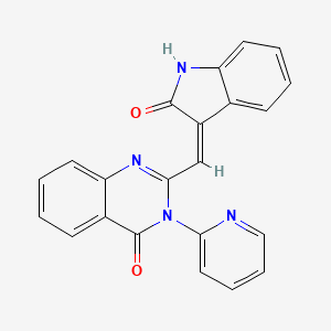 2-[(2-oxo-1,2-dihydro-3H-indol-3-ylidene)methyl]-3-(2-pyridinyl)-4(3H)-quinazolinone