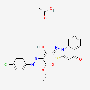 ethyl 2-[(4-chlorophenyl)hydrazono]-3-oxo-3-(5-oxo-5H-[1,3,4]thiadiazolo[3,2-a]quinolin-2-yl)propanoate acetate