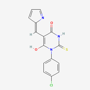 molecular formula C15H10ClN3O2S B3727945 1-(4-chlorophenyl)-5-(1H-pyrrol-2-ylmethylene)-2-thioxodihydro-4,6(1H,5H)-pyrimidinedione 