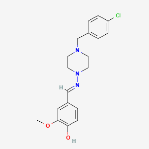 molecular formula C19H22ClN3O2 B3727970 4-({[4-(4-chlorobenzyl)-1-piperazinyl]imino}methyl)-2-methoxyphenol 