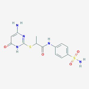 molecular formula C13H15N5O4S2 B3728011 2-[(4-amino-6-oxo-1,6-dihydro-2-pyrimidinyl)thio]-N-[4-(aminosulfonyl)phenyl]propanamide 