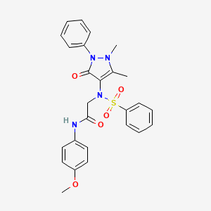 molecular formula C26H26N4O5S B3728027 N~2~-(1,5-dimethyl-3-oxo-2-phenyl-2,3-dihydro-1H-pyrazol-4-yl)-N~1~-(4-methoxyphenyl)-N~2~-(phenylsulfonyl)glycinamide CAS No. 5663-21-8