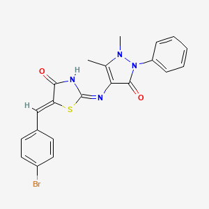 molecular formula C21H17BrN4O2S B3728066 5-(4-bromobenzylidene)-2-[(1,5-dimethyl-3-oxo-2-phenyl-2,3-dihydro-1H-pyrazol-4-yl)amino]-1,3-thiazol-4(5H)-one 