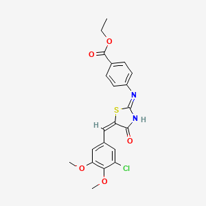 molecular formula C21H19ClN2O5S B3728073 ethyl 4-{[5-(3-chloro-4,5-dimethoxybenzylidene)-4-oxo-1,3-thiazolidin-2-ylidene]amino}benzoate 