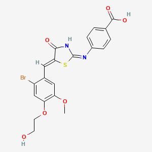 molecular formula C20H17BrN2O6S B3728077 4-({5-[2-bromo-4-(2-hydroxyethoxy)-5-methoxybenzylidene]-4-oxo-1,3-thiazolidin-2-ylidene}amino)benzoic acid 