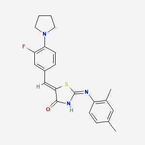 2-[(2,4-dimethylphenyl)imino]-5-[3-fluoro-4-(1-pyrrolidinyl)benzylidene]-1,3-thiazolidin-4-one