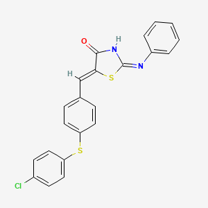 molecular formula C22H15ClN2OS2 B3728096 5-{4-[(4-chlorophenyl)thio]benzylidene}-2-(phenylimino)-1,3-thiazolidin-4-one 